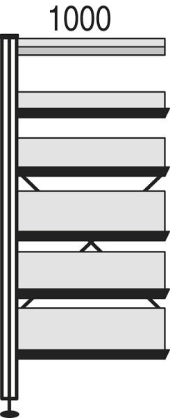 Kerkmann Bibliotheks-Regal Libra, B 1000 x T 300 x H 2300 mm, lichtgrau, 52124211