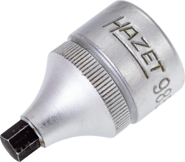 Hazet Schraubendreher-Steckschlüsseleinsatz, Vierkant hohl 12,5 mm, Innen-Sechskant Profil, 6 mm, extrakurz Mit Rändelung, 985-6