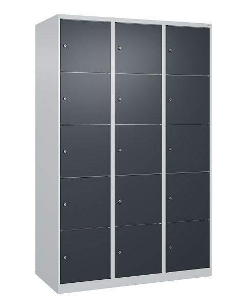 C+P Schließfachschrank Classic PLUS, 3 Abteile, 1850x1200x500mm, 7035/7016, 080000-325 S10007