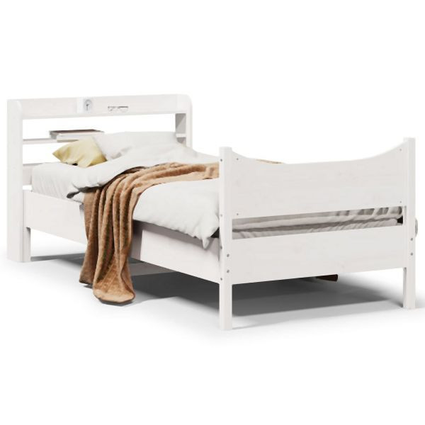 vidaXL Massivholzbett mit Kopfteil Weiß 75x190 cm Kiefer, 3307069