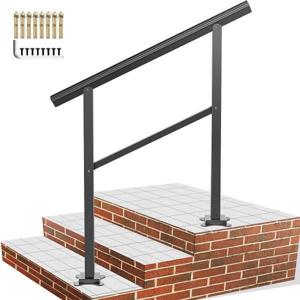 VEVOR Geländer Handlauf mit Querstabhalter aus Aluminium 91,4x89,5cm 2-3 Stufen, TFDGLZHS3FTWRZMM5V0