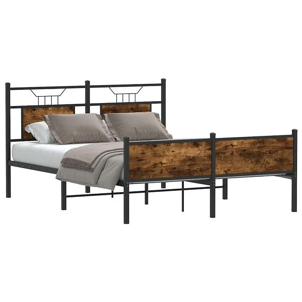 vidaXL Bettgestell ohne Matratze Räuchereiche 140x190 cm Holzwerkstoff, 4106926