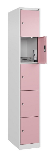 C+P Schließfachschrank Evolo PLUS, 5 Fächer, 1850x300x500mm, 9016/3015, 049000-105 S10018