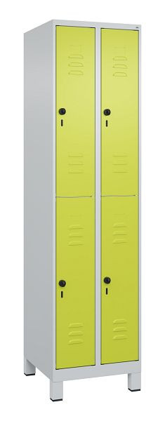 C+P Doppelstöckiger Spind Classic PLUS, Füße, 2 Abteile, 1950x500x500mm, 7035/0024, 080310-29 S10010