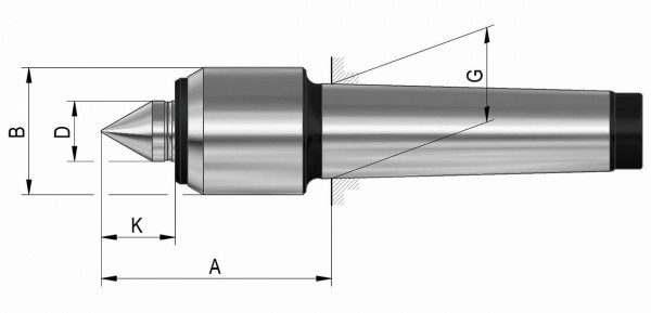 Röhm Mitlaufende Zentrierspitzen 60°, Morsekegel 2, Größe 02, mit kleinem Gehäusedurchmesser, 5336