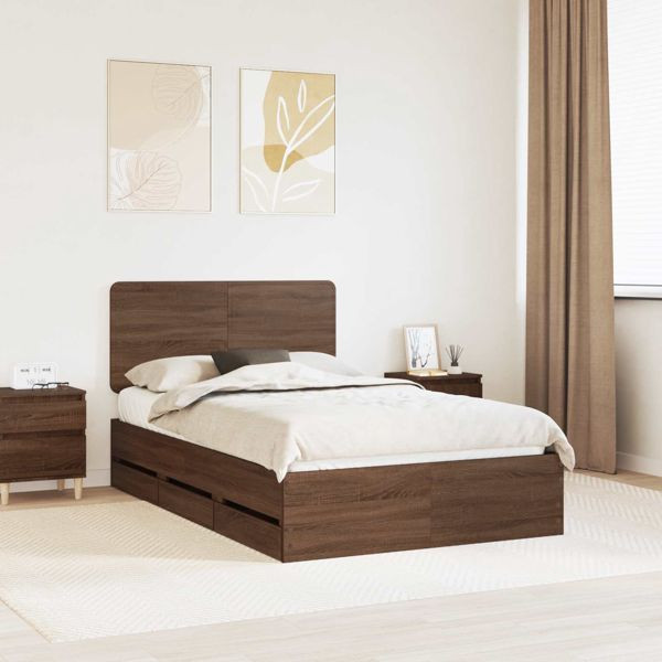 vidaXL Bettrahmen Braun Eichen-Optik 135 x 190 cm Ingenieurs Holz, 3412608