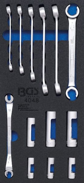 BGS Werkstattwageneinlage 1/3: Offene Ringschlüssel und Spezial-Einsätze (10 mm (3/8")), 13-teilig, 4048