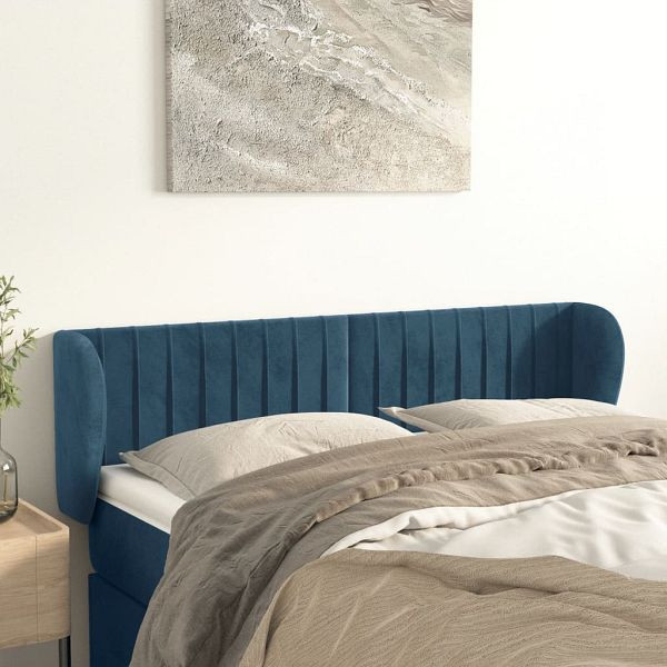 vidaXL Kopfteil mit Ohren Dunkelblau 147x23x78/88 cm Samt, 3117434