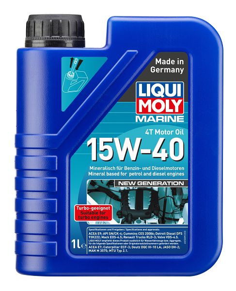LIQUI MOLY Hochleistungsschmierstoff Marine 4T Motor Oil 15W-40 New Generation, Kanister Kunststoff, VE: 1 Liter, 25089
