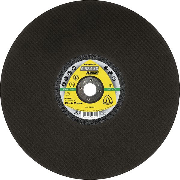 Klingspor A 624 SX Großtrennscheiben, 356 x 4 x 25,4 mm gerade, VE: 10 Stück, 340641