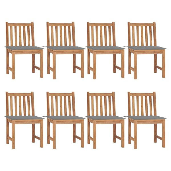 vidaXL Gartenstühle 8 Stück mit Kissen Massivholz Teak, 3073143