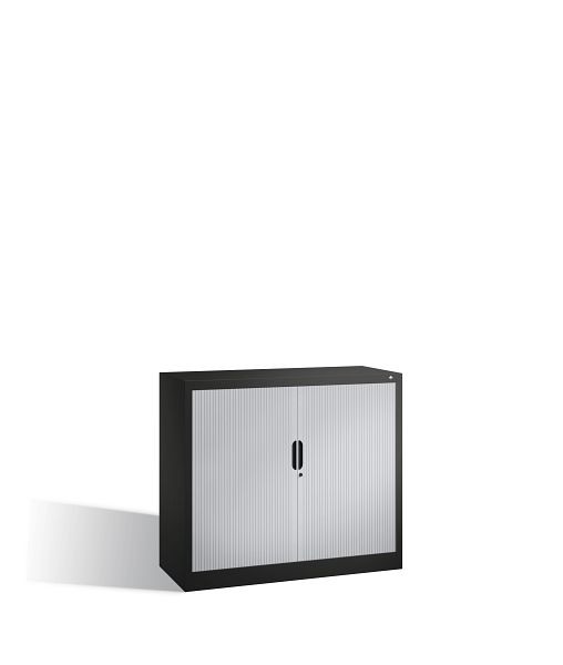 C+P Sideboard mit Rollladen Omnispace, H1030xB1200xT420mm, Farbe: Schwarzgrau / Lichtgrau, Griffmulde, 2 OH, 3243-00 S10117