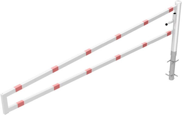 Schake Drehbare Wegesperre, zum Einbetonieren, feuerverzinkt und weiß beschichtet, Gesamtbreite: 3500 mm, für Vorhangschloss, 4013_35VB