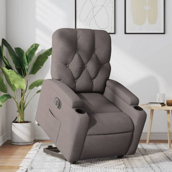 vidaXL Relaxsessel mit Aufstehhilfe Elektrisch Taupe Stoff, 3204742