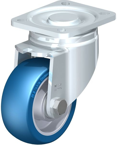 Blickle LH-ALBS 100K-1 Stahlblech-Lenkrolle, Schwerlast-Ausführung, mit Anschraubplatte, Blickle Besthane® Soft, Blau, 746341