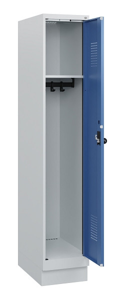 C+P Spind Evolo PLUS, Sockel, 1 Abteil, 1630x300x500mm, 7035/5023, Drehriegel, 0490205-10 S10008