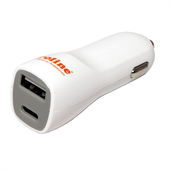 ROLINE USB QC Charger mit KFZ-Stecker, 2 Port (A + C), 12W, 19.07.1053