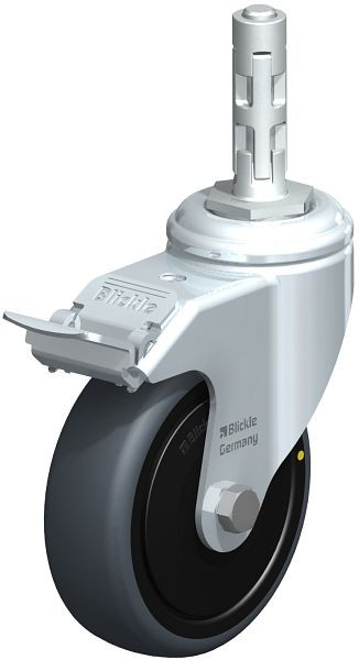 Blickle LKRA-TPA 101K-11-FI-ELS-FK-E11 Apparate-Lenkrolle mit Expander & Feststeller, Thermoplastisches Gummi-Elastomer, Grau, 750710