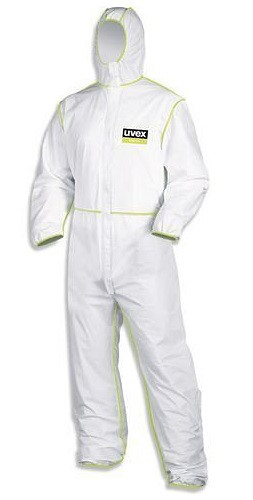 uvex Chemikalienschutz-Overall 5/6, Kategorie III, Typ 5/6, weiß/lime, Gr. M, 210242