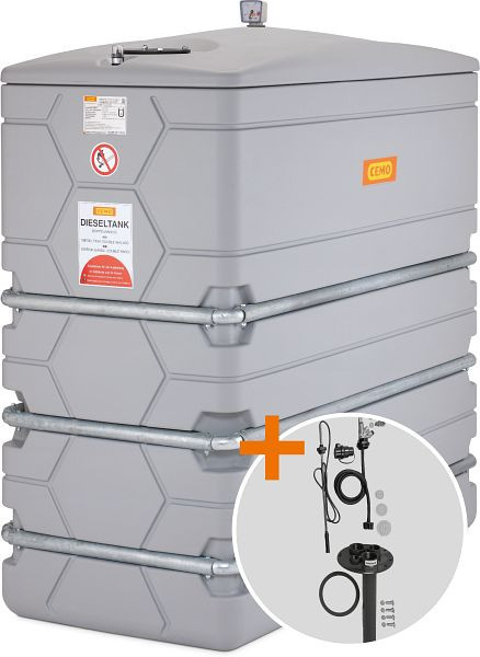Cemo CUBE-Heizöltank 2000 l mit Domdeckel komplett mit CX-Paket, 12193