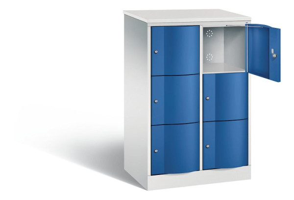 C+P Schließfachschrank Resisto, H1255xB772xT540mm, Farbe: Lichtgrau / Enzianblau, 8573-272 S10459