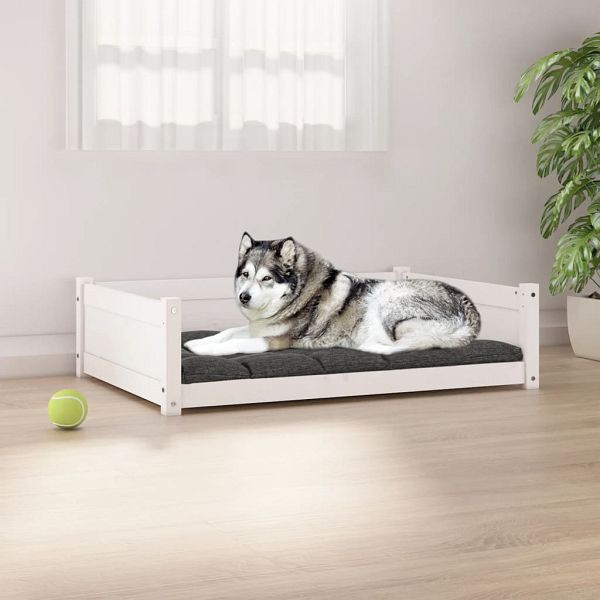 vidaXL Hundebett Weiß 105,5x75,5x28 cm Massivholz Kiefer, 821463