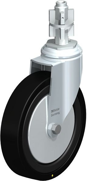 Blickle LKRA-VPA 150K-11-EL-FA-E15 Apparate-Lenkrolle mit Expander, Vollgummi, Schwarz, 750860
