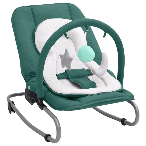 vidaXL Babywippe Grün und Weiß, Stahl, 10258, 8720286432655