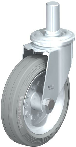 Blickle LEZ-VE 180R-27-SG Stahlblech-Lenkrolle mit Zapfen, Vollgummi, Grau, 749896