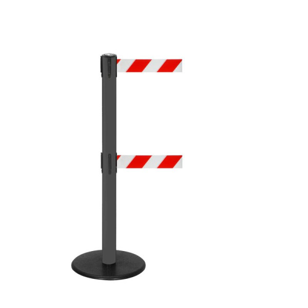 Stein HGS Personenleitsystem -P-Line Duo-, anthrazit, rot/weiß diagonal (schraffiert), mit Gurtendstück (Standard), Gurtlänge: 2 x 2,3 m, 36399-0502