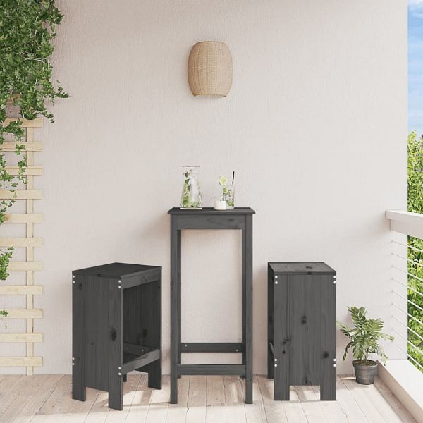 vidaXL Barhocker 2 Stück Grau 40x36x75 cm Massivholz Kiefer, 825347