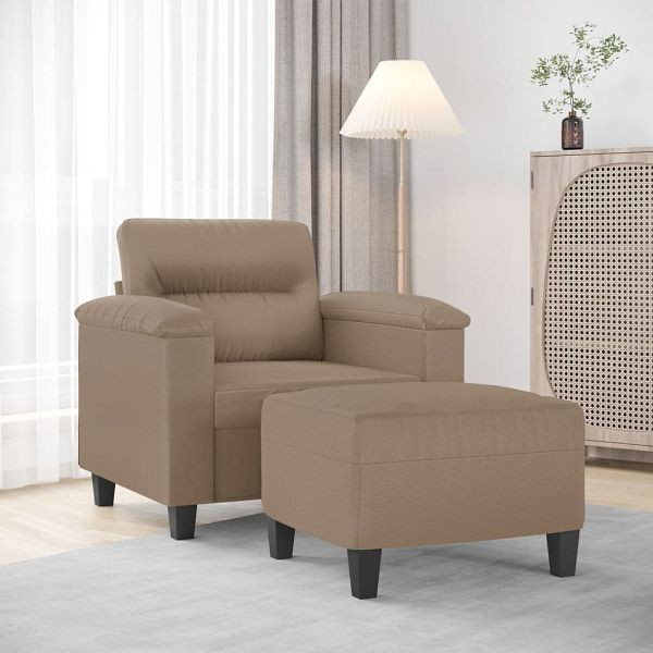 vidaXL Sessel mit Hocker Cappuccino-Braun 60 cm Kunstleder, 3201241
