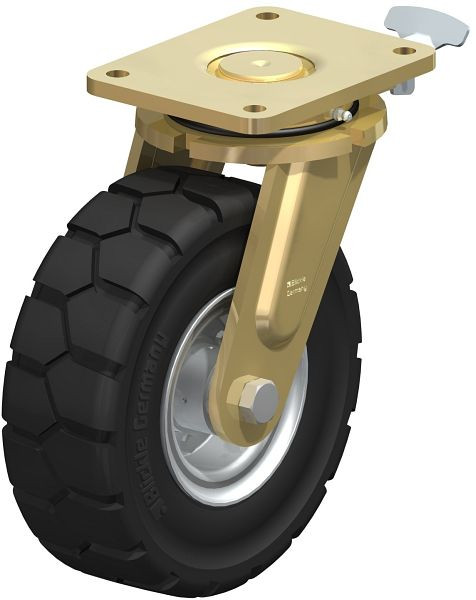 Blickle LS-VLE 257K-RI4 Stahlgeschweißte Schwerlast-Lenkrolle, schwere Drehkranz-Ausführung, Super-Elastik-Vollgummi, Schwarz, 852137