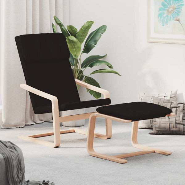 vidaXL Relaxsessel mit Hocker Schwarz Stoff, 3154416, 8720845714260