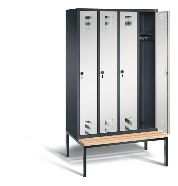 C+P Garderobenschrank Evolo, H2090xB1190xT815mm, Farbe: Schwarzgrau / Lichtgrau, 48050-40 S10108