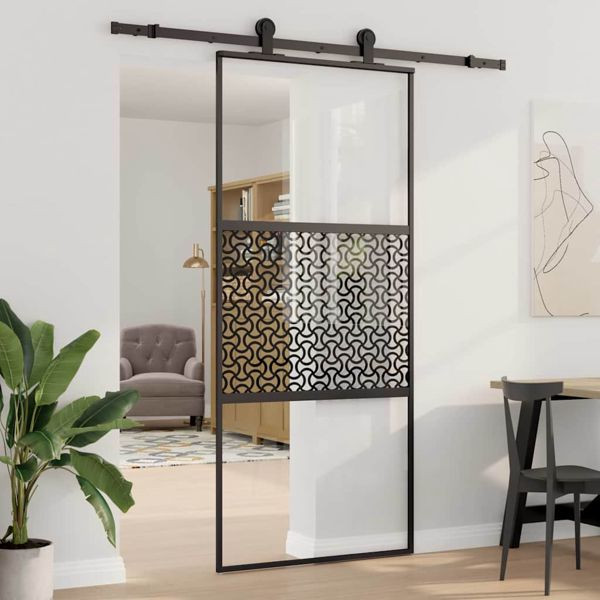 vidaXL Schiebetür Schwarz 90 x 205 cm, 42012458, 8721288679079