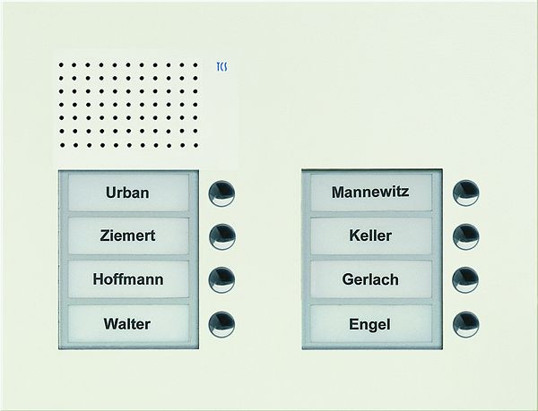 TCS Audio Außenstation Serie PUK 8 Klingeltasten (rechtsbündig), 2-spaltig, UP weiß, PUK08/2-WS