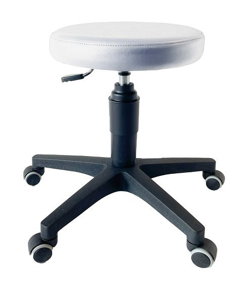 ultraMEDIC Rollhocker ultraSWIVEL6 Sitzhöhe 39 - 52 cm, Sitzdurchmesser 35 cm, Kunstlederbezug Weiß, SAN-1500-WE