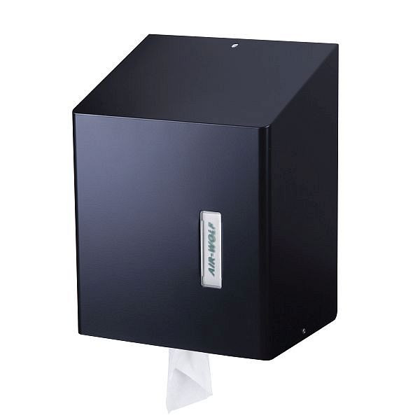 Air Wolf Rollenhandtuchspender, Serie Omega, H x B x T: 373 x 279 x 211 mm, Edelstahl mattschwarz beschichtet, 29-525