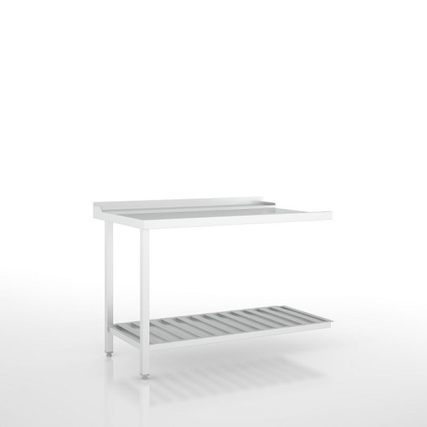 Ackermann Spülmaschinen Ablauftisch 1250x800x875 mm - H-Linie, Anbau links/front, Unterbau mit Ablagerosten, 9021235