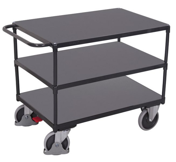 VARIOfit Schwerer Tischwagen mit 3 Ladeflächen, Ladefläche: 850 x 500 mm, RAL 7016 anthrazitgrau, sw-500.650/AG