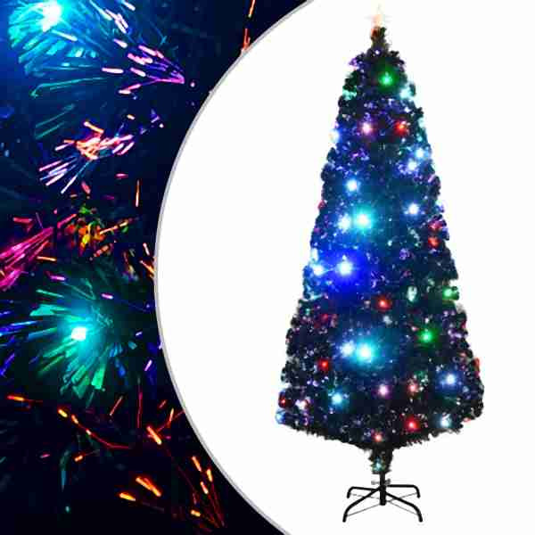 vidaXL Weihnachtsbaum mit Beleuchtung und Ständer 210 cm Glasfaser, 284303