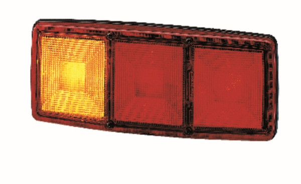 HELLA Heckleuchte, Glühlampe, 12V, geschraubt/Einbau, Lichtscheibenfarbe: rot/gelb, Stecker: Flachstecker, links, 2SD 003 167-011