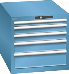LISTA Schubladenschrank 27x36E (BxTxH) 564x725x533mm KEY Lock, Lichtblau, 5 Schubladen, Fronthöhen: 50 - 150 mm, 78.511.010