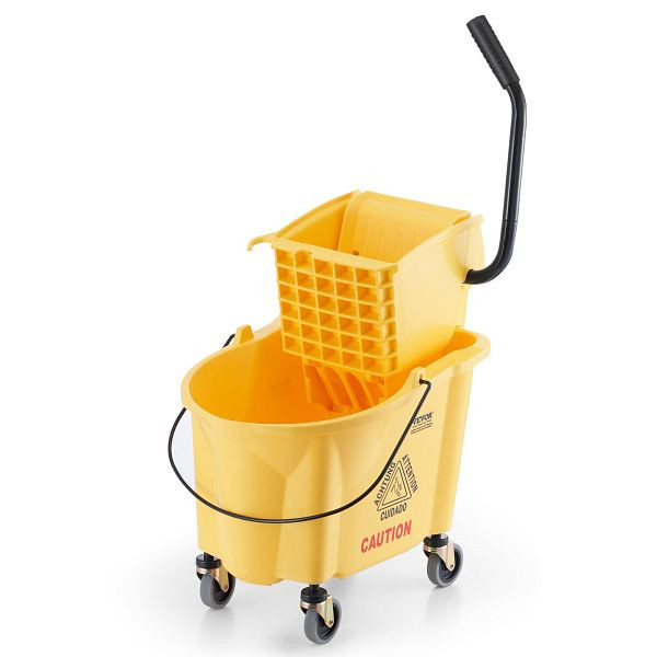 VEVOR Wischeimer mit Wringer, 26 QT Gewerblich, seitliche Presspresse, auf Rädern, Professionelle/Industrielle Bodenreinigung, Gelb, DJSDTBT2628QRG0VAV0