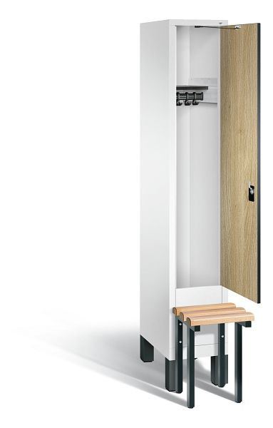 C+P Garderobenschrank Evolo, H1850xB320xT815mm, Farbe: Verkehrsweiß / Dekor Eiche Sereno, 48030-10 S10091