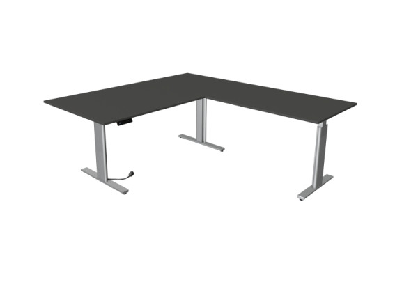 Kerkmann Sitz-/Stehtisch Move 3 silber B 2000 x T 1000 mm mit Anbauelement 1200 x 800 mm, anthrazit, (Montage), 10235913-1