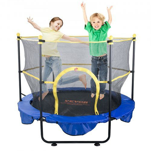 VEVOR Gartentrampolin 1180x1524x1524 mm, mit Sicherheitsnetz 70 kg Gewichtstragfähigkeit Fitness, Kleinkind Blau Indoor/Outdoor/Garten, DWYXBC5YCDWYPRW3SV0