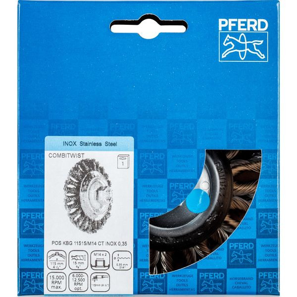 Pferd Kegelbürste mit Gewinde, gezopft POS KBG 11515/M14 CT INOX 0,35, 43315013
