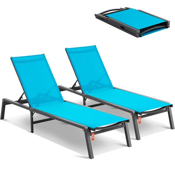 VEVOR 2x Sonnenliege Strandliege Liege Liegestuhl Relaxliege 182x60x88cm Blau, JSTYGDTYLSKZUN91KV0